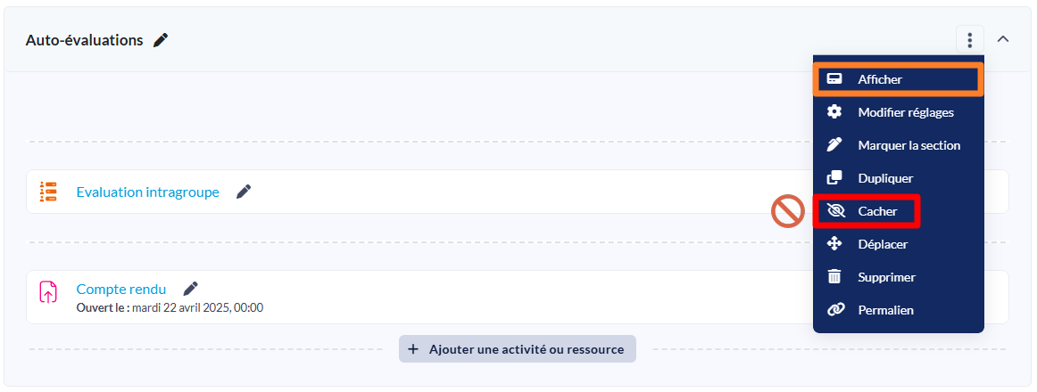 Option Afficher