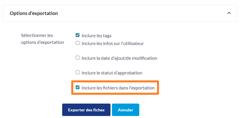 Export base de données